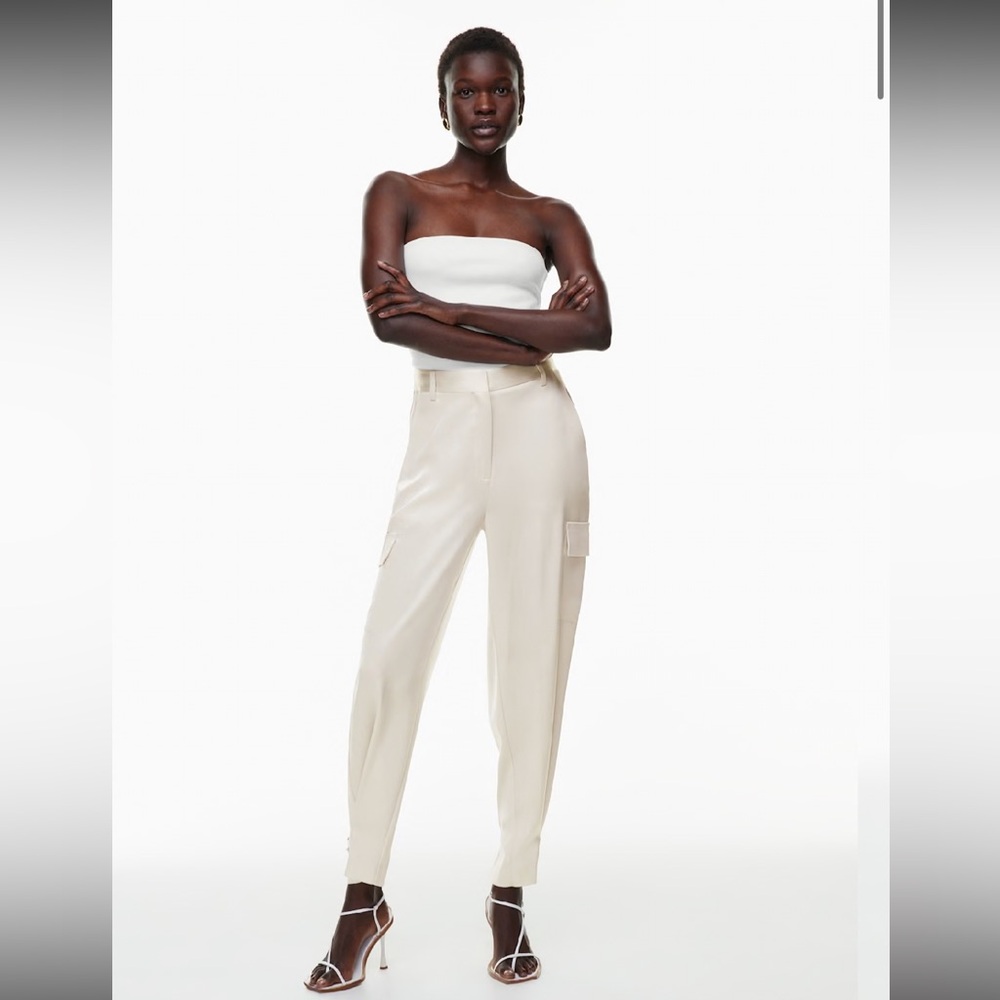 Aritzia Babaton Refined Satin Cargo Pants in BROWN
